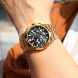 Mini foco moda masculina militar esporte relógio pulseira de aço inoxidável luminoso resistente à água relógio de pulso de quartzo com calendário1614