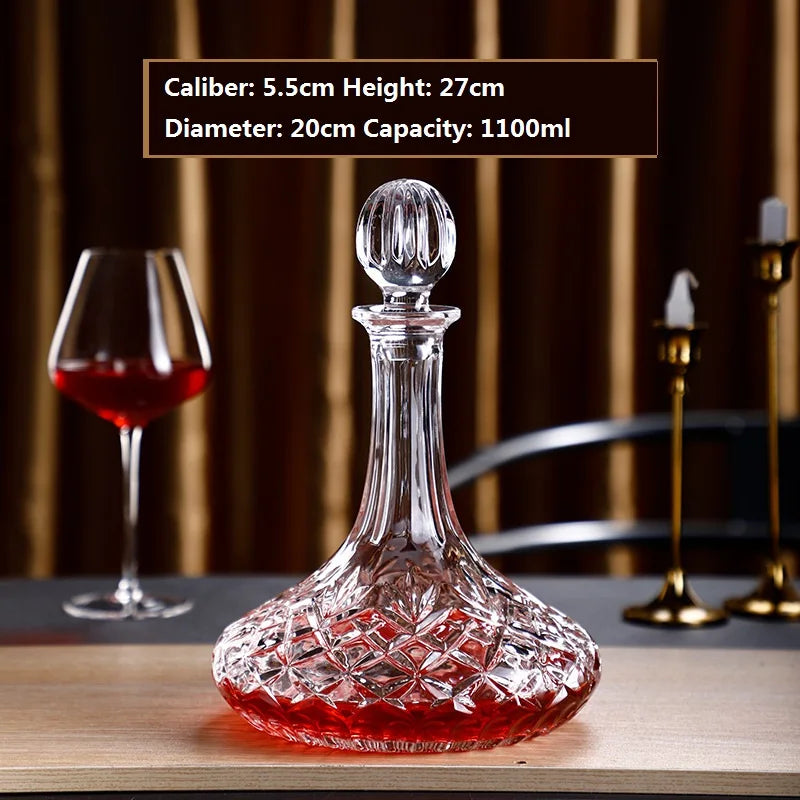 Decantador De Vinho Com Padrão De Martelo Com Tampa, Separador De Vinho Tinto Criativo, Vidro De Cristal Criativo, Decantador De Uísque De Alto Grau, 1100ml