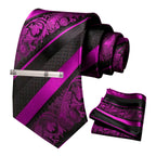 Clássico masculino floral gravata 8cm conjunto de gravata de seda bolso quadrado gravata clipe ternos de negócios acessórios noivo casamento cravat