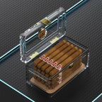 Humidor de charuto acrílico com papel de madeira de cedro, caixa do humidor, higrômetro, estojo do umidificador, acessórios para fumar, ajuste 15-20