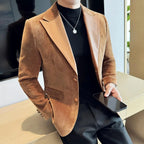 Embreagem de couro chenille terno jaquetas 2025 outono inverno novos homens negócios casual fino ajuste casacos formal festa casamento tailcoat