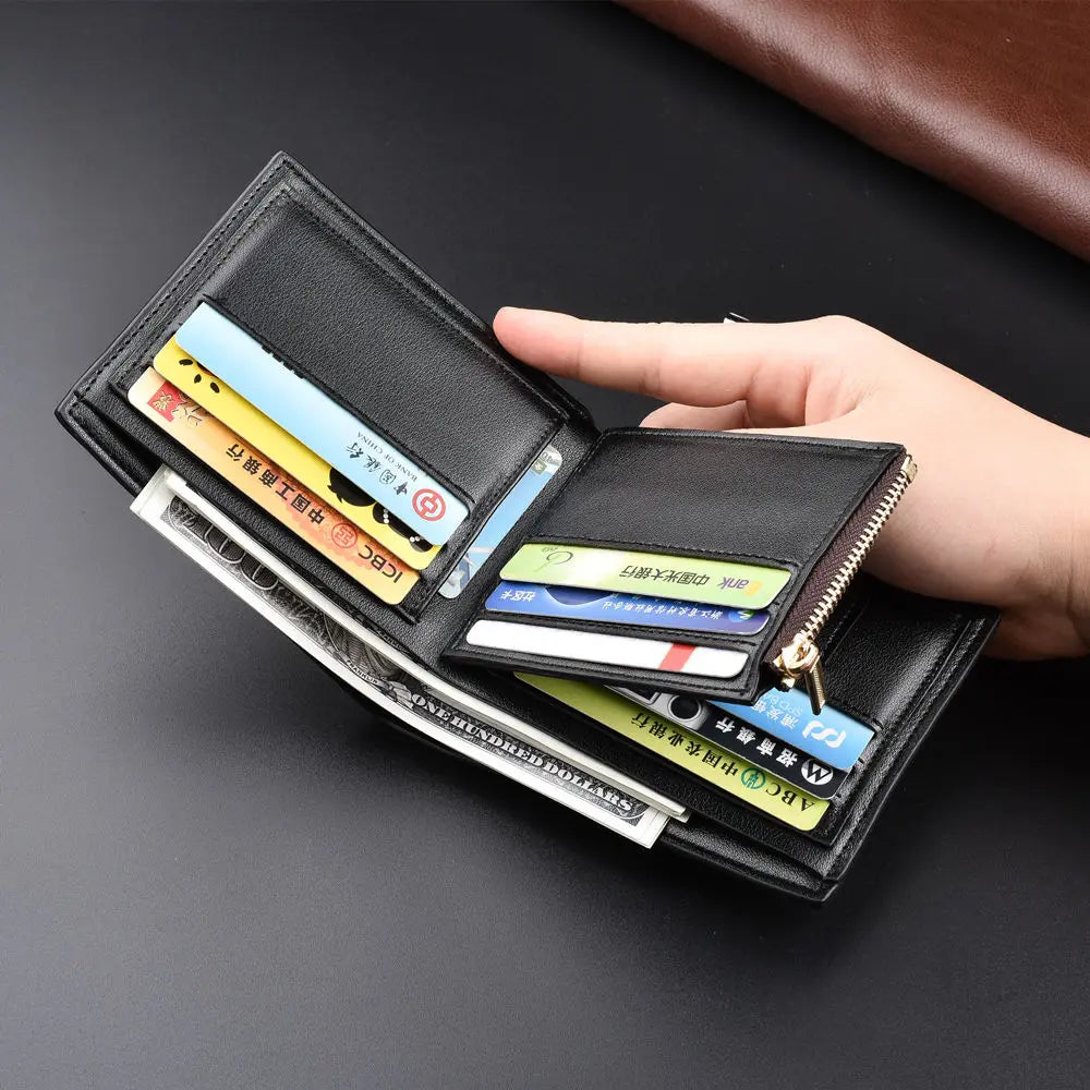 Carteira curta masculina negócios retro jesus padrão multi-slot para cartão zíper moeda bolso carteira masculina de alta qualidade