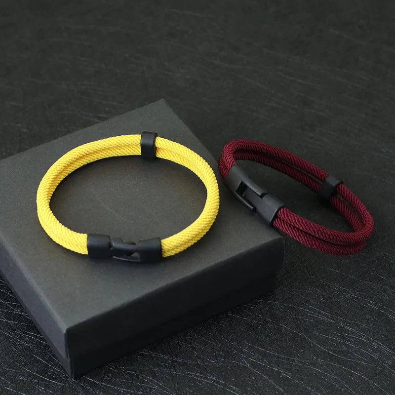 Nova moda masculina pulseira fio dupla camada destacável combinando empilhável braslet acessórios de lazer hombre erkek bileklik