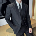 Outono inverno grosso terno de lã jaqueta masculina fino ajuste negócios casual terno casaco alta qualidade moda masculina casamento social smoking