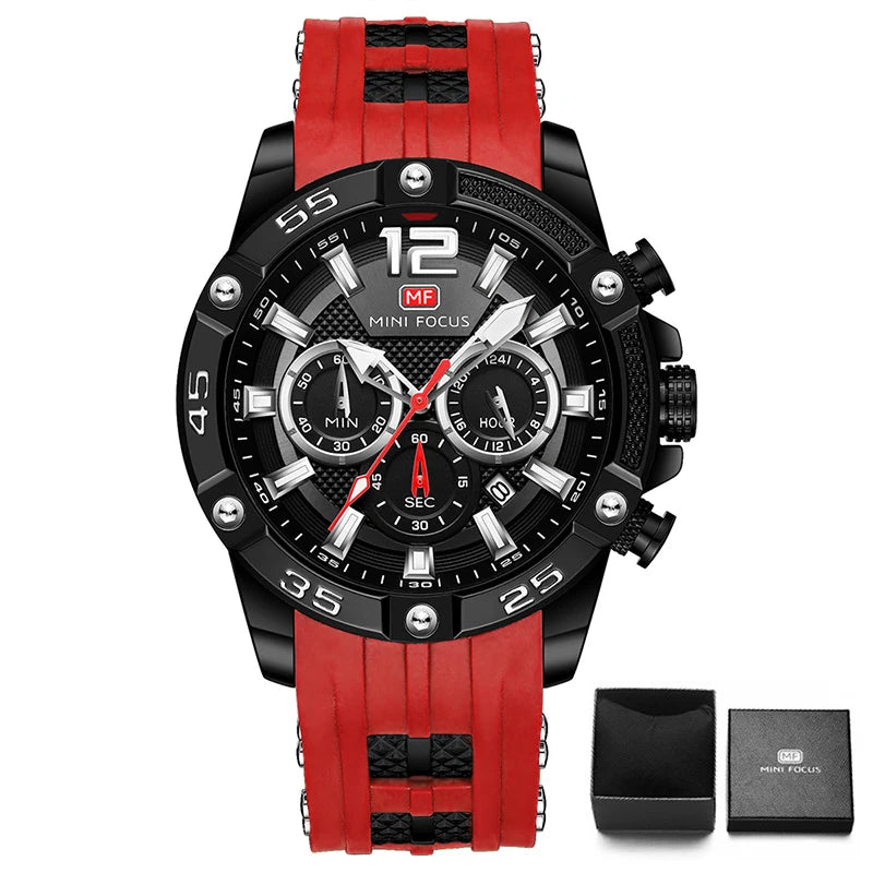 Mini foco laranja relógio para homem militar esporte cronógrafo relógio de pulso de quartzo com pulseira de silicone à prova dwaterproof água luminosa mãos 0349