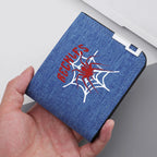 Carteira curta masculina de material de lona impressa de aranha, carteira multifuncional com zíper e porta-cartão de crédito, 1 peça