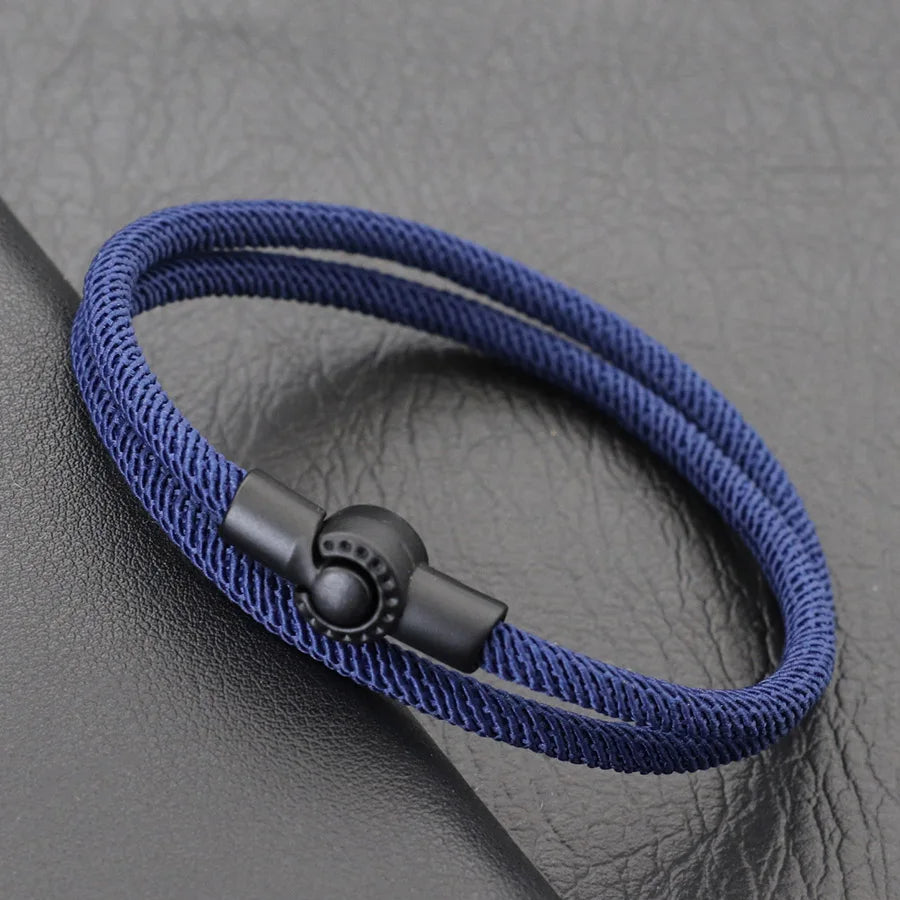 Estilo simples corda pulseira masculina dupla camada grau a 4mm fio tecido braslet esportes ao ar livre sobrevivência braclet ciclismo jóias