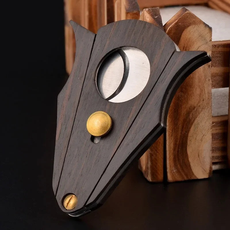 Faca de charuto de sândalo com bordas duplas e tesoura de charuto em forma de morcego personalizada acessórios ferramenta portátil