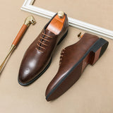 Mocassins de corte baixo apontado masculino, sapato de vestido marrom com renda, sapato de vestido simples, estilo britânico, couro high-end, casual, festa