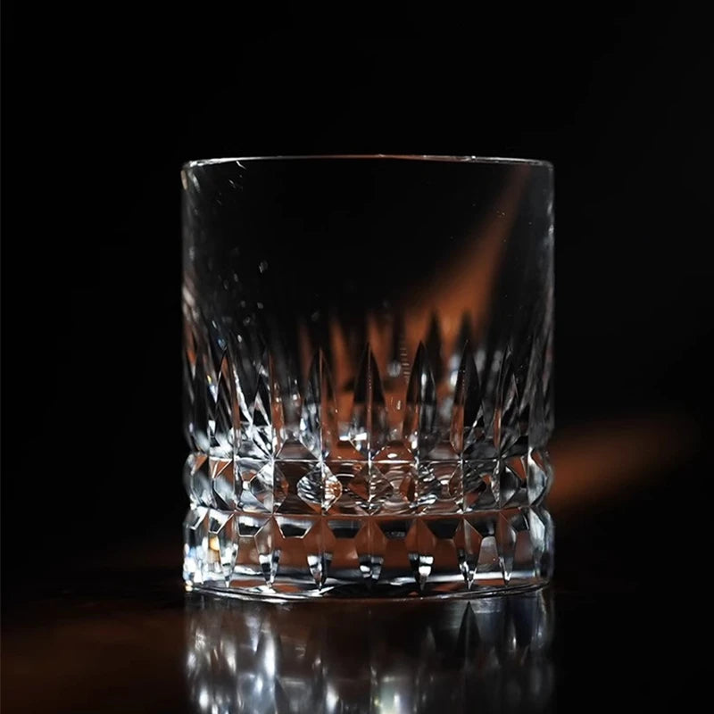 Corte de diamante asterismo mão escultura cristal antigo vidro grosso pesado clássico uísque pedras copo vinho cerveja tumbler lowball