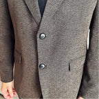 Outono inverno grosso terno de lã jaqueta masculina fino ajuste negócios casual terno casaco alta qualidade moda masculina casamento social smoking