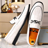 WAERTA-Sapatos De Couro De Luxo Masculino, Mocassins De Cavalo Branco, Deslizamento Formal, Sapatos De Vestir, Casamento, Escritório, Casual, Sapatos Preguiçosos