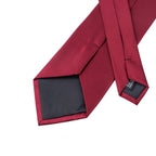 Conjunto de gravata monocromática Borgonha para homens, gravata de luxo, gravata de casamento, abotoadura quadrada, presente do broche do designer, seda larga de 8,5 cm