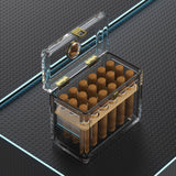 Umidificador de charuto acrílico com higrômetro, bandeja de madeira de cedro, caixa portátil, caixa de charuto, adequado para 18-50, acessórios para fumar