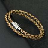 Noter minimalista masculino pulseira artesanal de couro trançado braclet homme aço inoxidável magentic fecho lazer acessórios pulsera