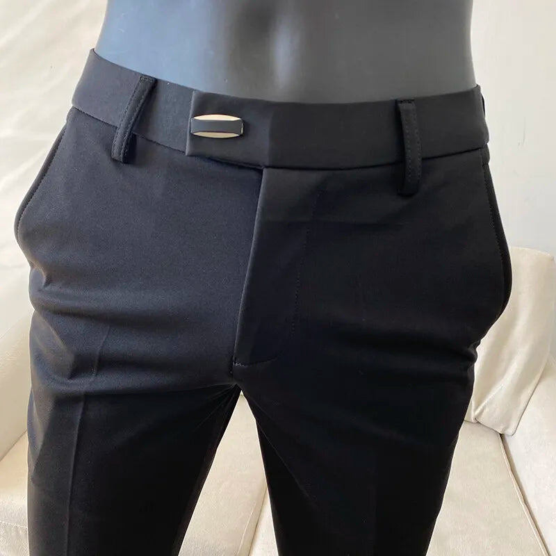 Calças de terno masculino de alta qualidade 2025 primavera novos homens formal negócios escritório social vestido calças fino ajuste casual calças de casamento