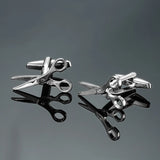 Abotoaduras de camisa francesa para homens, cobre, pequena ferramenta, tesoura em forma, moda, acessórios de vestuário, atacado