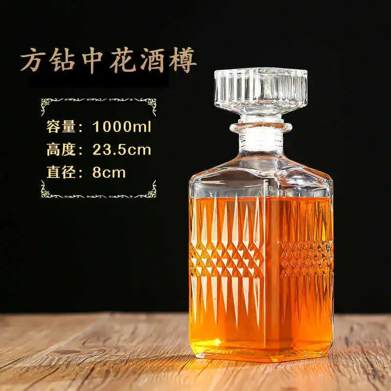 Criatividade design multi estilos barware garrafa de vidro de vinho 250-1000ml decantadores de uísque de vidro sem chumbo para licor bourbon scotch
