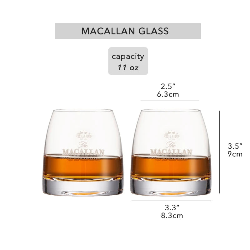 Copos de uísque Macallan, conjunto de 2 - Pronto para bola de gelo! Copo de 11 onças, perfeito para escocês, coquetéis, rum, vodka. Barware estiloso.