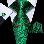 Hi-Tie-Gravatas de seda xadrez de luxo masculinas, conjunto de abotoaduras, design preto, presente de casamento, corrente de gravata moda