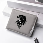 Carteira masculina de couro PU personalizada com estampa de águia carteira curta com vários slots