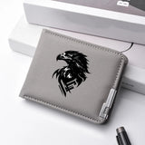 Carteira masculina de couro PU personalizada com estampa de águia carteira curta com vários slots