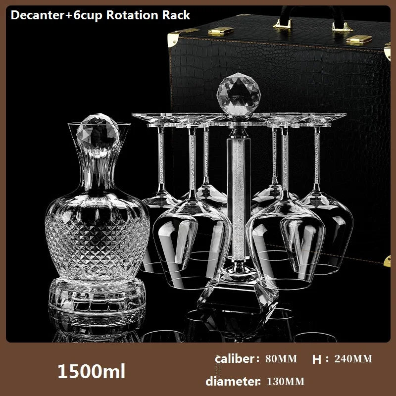 Decantador rotativo de cristal de ouro, copo de vinho luxuoso leve high-end, Gyro Decanter, 1500ml