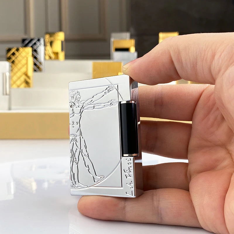 Novo isqueiro vintage com som brilhante, concha de latão, à prova de vento, isqueiro a gás para cigarro, presente masculino