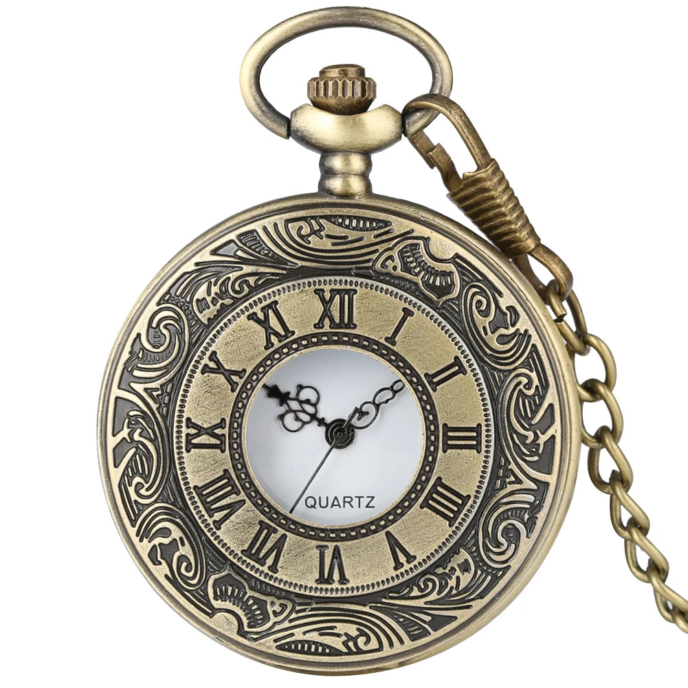 Preto numerais romanos relógio de bolso de quartzo masculino feminino preto oco caso steampunk vintage pingente colar melhores presentes para homens