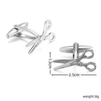 Abotoaduras de camisa francesa para homens, cobre, pequena ferramenta, tesoura em forma, moda, acessórios de vestuário, atacado
