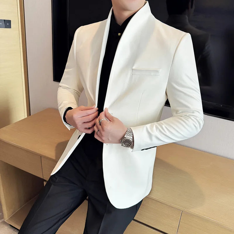 Flanela de couro versão coreana fino ajuste terno jaqueta 2025 outono novo masculino casual negócios formal festa casacos tailcoat 4xl-m