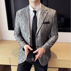 Nova moda de seda catiônica blazers casuais estilo coreano fino terno casacos homens moda negócios fino ajuste vestido de casamento social jaqueta