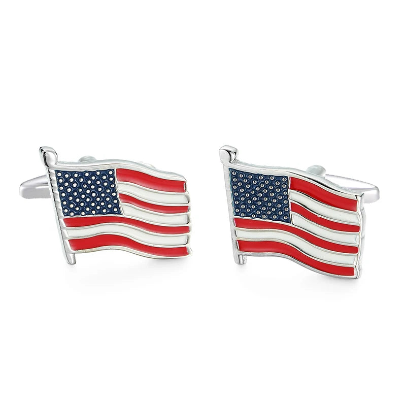Abotoaduras de cobre de camisa francesa para homens, material esmaltado, bandeira americana, acessórios de vestuário, moda, atacado