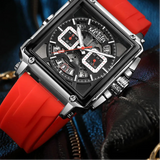 MEGIR-Relógio de quartzo quadrado masculino, moda, impermeável, luminoso, cronógrafo, data, azul, Silicone Strap, esporte, 2233