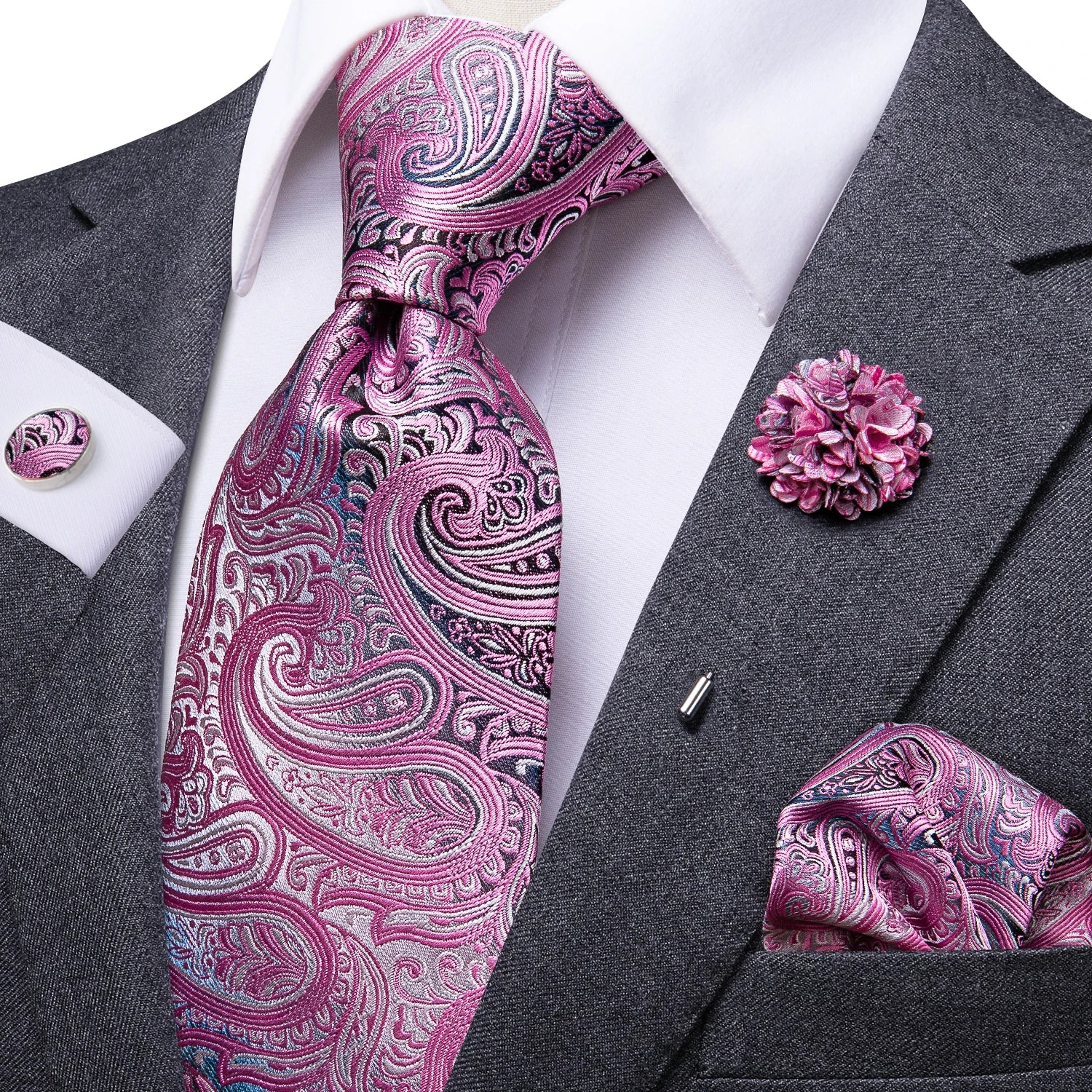 Gravata de negócios de seda azul claro sólido 2023 novo hi-tie designer gravata masculina luxo 8.5cm lenço abotoadura broche gravata de casamento para homem