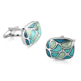 Abotoaduras de camisa francesa masculina, material de cobre, abotoaduras de esmalte azul oval, acessórios de roupas de marca de moda, atacado