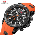 Mini foco laranja relógio para homem militar esporte cronógrafo relógio de pulso de quartzo com pulseira de silicone à prova dwaterproof água luminosa mãos 0349