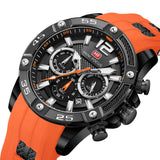 Mini foco laranja relógio para homem militar esporte cronógrafo relógio de pulso de quartzo com pulseira de silicone à prova dwaterproof água luminosa mãos 0349
