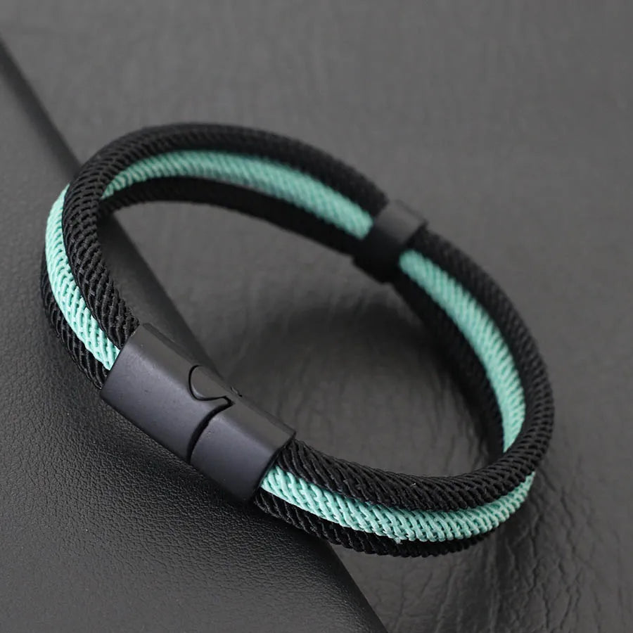 Novidade pulseira de corda milan grau a para homens fivela magnética destacável esportes ao ar livre acampamento braslet acessórios casuais pulseria