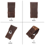 Suporte de charutos de 3 dedos em couro genuíno vintage, caixa portátil do humidor com estojo cortador, saco de presente masculino