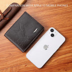 Carteiras de couro masculinas clássicas finas e minimalistas padrão falcão bifold titular do cartão de identificação de crédito carteira bolsa curta fina clipe de dinheiro