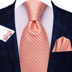 Conjunto clássico de gravata de seda masculino, gravata, listrada azul bordô, lenço elegante, abotoaduras, moda luxo, 3 peças