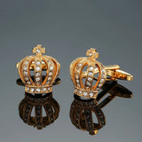 Camisa francesa Abotoaduras Material De Cobre, Coroa De Cristal Branco, Moda Masculina, Acessórios de Vestuário, Atacado