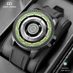 DANIEL GORMAN Relógio magnético masculino preto à prova d'água contas de aço inoxidável relógio de quartzo com pulseira de silicone DG0221 verde