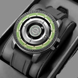 DANIEL GORMAN Relógio magnético masculino preto à prova d'água contas de aço inoxidável relógio de quartzo com pulseira de silicone DG0221 verde