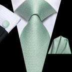 Gravata de presente para homens 2023 nova sálvia verde xadrez marca de moda festa de casamento gravata acessível abotoaduras atacado hi-tie designer