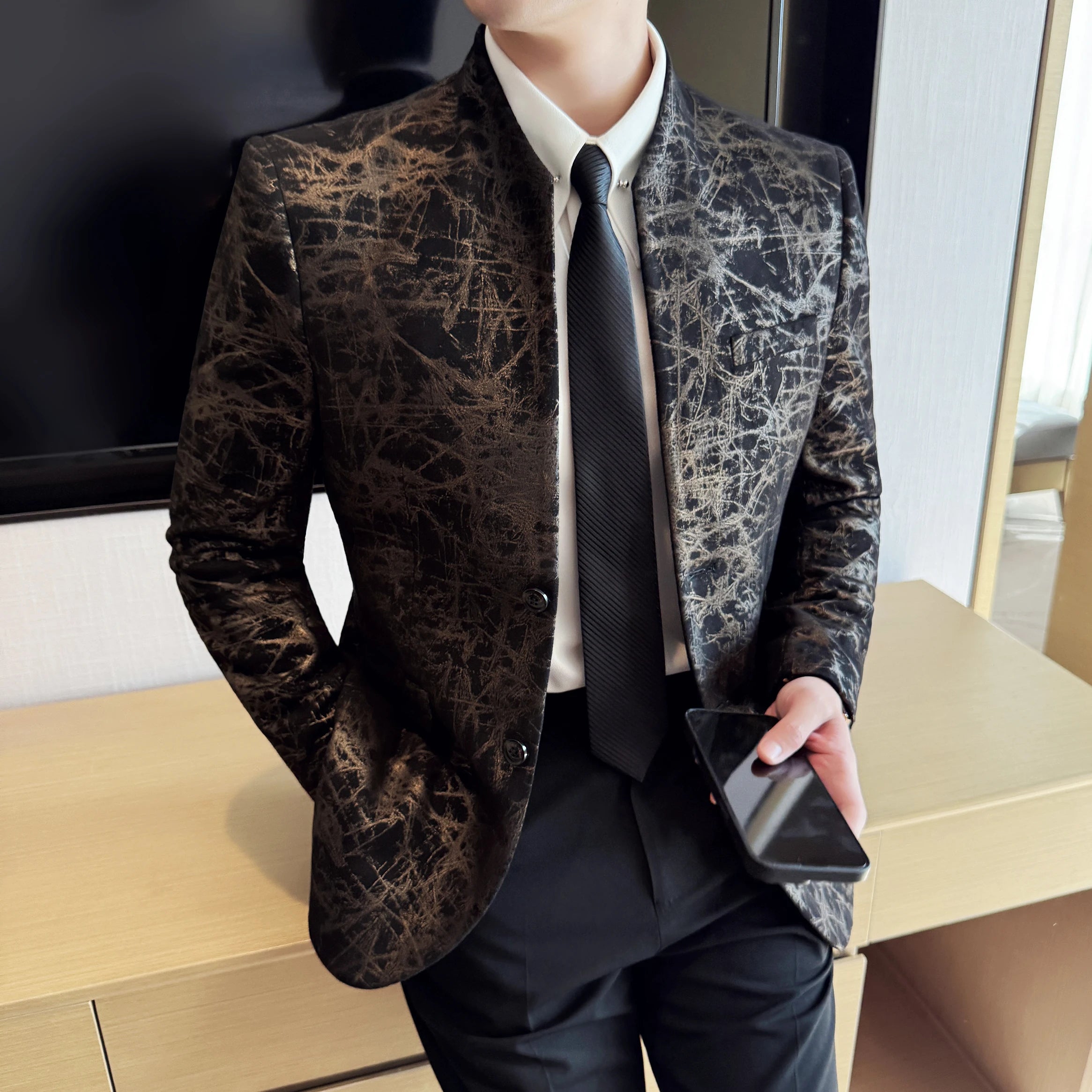 Blazer Masculino de Luxo em Jacquard - Elegância Atemporal para Ocasiões Especiais