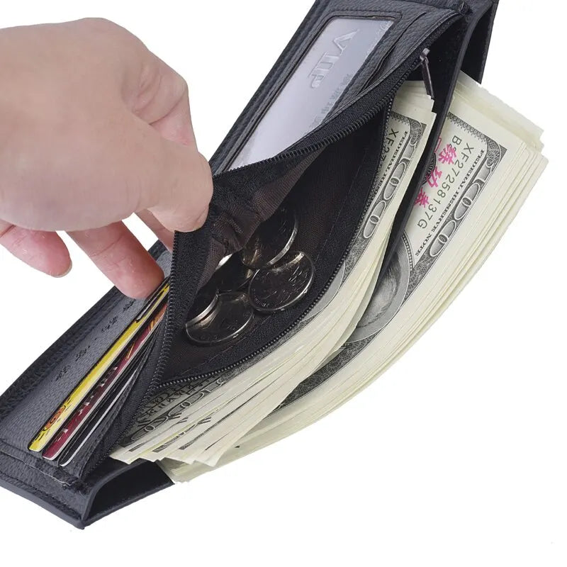 Homens Bolsa Curta Lychee Imprimir Inglês Casual Estilo Zipper Credit Card Wallet