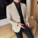 Seda brilhante mil pássaro grade terno jaqueta estilo coreano moda de negócios fino ajuste único breasted masculino festa social vestido casacos