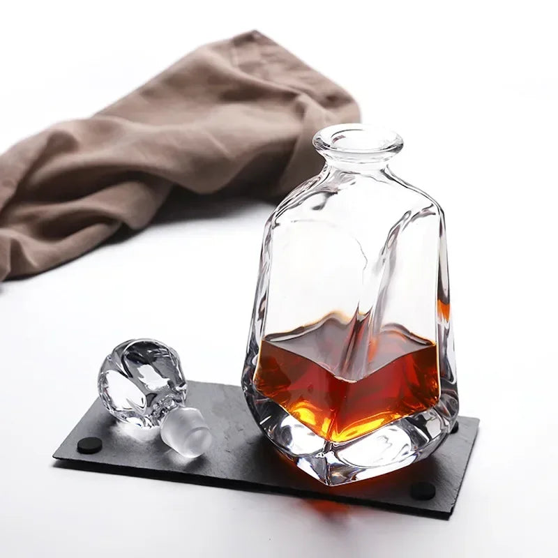 Decantador de uísque de vidro de cristal, sem chumbo, luxuoso, de alta qualidade, para licor ou scotch, vinho Bourbon